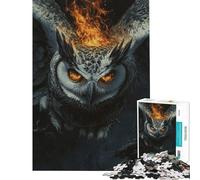Rompecabezas de 1000 Piezas para Adolescentes Búho de Fuego y Furia Rompecabezas para Adultos y familias Juego de construcción de Patrones Regalo para Toda la Familia (50x75cm)