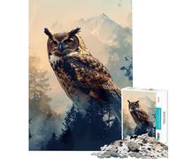 Rompecabezas de 1000 Piezas para Adolescentes Búho Doble exposición Naturaleza desafío para completar Reto difícil Juguetes de Bricolaje para Mayores de 14 años 38x26cm