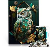 Rompecabezas de 1000 Piezas para Adolescentes Búho geométrico Abstracto Juego práctico Decoración de Pared cumpleaños y Navidad 75x50cm