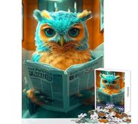 Rompecabezas de 1000 Piezas para Adolescentes búho Leyendo el periódico Animales Juguetes para armar Regalos para el Amigo Invisible Juegos Familiares con póster a Juego y Hoja de Trivia (38x26cm)