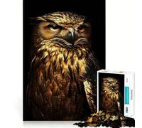 Rompecabezas de 1000 Piezas para Adolescentes,búho Negro y Dorado,articulaciones Suaves,diversión cognitiva,Juego Casual,Tiempo Libre,Regalo Festivo (38x52cm)