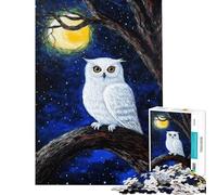 Rompecabezas de 1000 Piezas para Adolescentes Búho Nival bajo la luz de la Luna Un Juego Relajante Divertido y con Humor para cumpleaños y Navidad (tamaño 50x75cm)