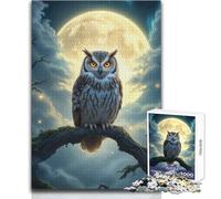 Rompecabezas de 1000 Piezas para Adolescentes: Búho posado bajo la luz de la Luna, Rompecabezas, Juegos Familiares, decoración del hogar, Ideas de Regalo, tamaño 50x75cm