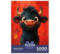 Rompecabezas De 1000 Piezas para Adolescentes Bull Cartoon Oil Paint Rompecabezas para Adultos Juegos Divertidos Decoración Cumpleaños, Navidad 52x38cm/1000pcs