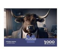 Rompecabezas De 1000 Piezas para Adolescentes Bull in A Business Suit Rompecabezas Juego Práctico Regalos para Mujeres Regalos para Reducir El Estrés 38x26cm/1000pcs