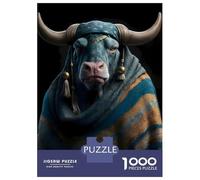 Rompecabezas De 1000 Piezas para Adolescentes Bull Wearing Schall Rompecabezas para Adultos Juguete Decoración De Pared Decoración De Pared Juego Desafiante Regalos 52x38cm/1000pcs