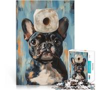 Rompecabezas de 1000 Piezas para Adolescentes Bulldog francés con Papel higiénico Juego desafiante Regalos de Amigo Secreto 38x26cm