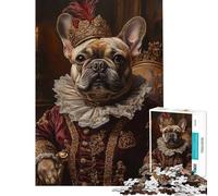 Rompecabezas de 1000 Piezas para Adolescentes Bulldog francés Noble erudito Rompecabezas Relajante para decoración de Pared Toda la Familia (tamaño 38x52cm)