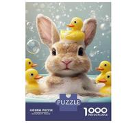 Rompecabezas De 1000 Piezas para Adolescentes Bunny with Rubber Ducks in Bath Rompecabezas DIY Juguetes Mejora La Memoria Oferta como Regalo para Toda La Familia 38x26cm/1000pcs