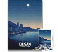 Rompecabezas de 1000 Piezas para Adolescentes, Busan, Corea del Sur, Paisaje Urbano Nocturno, Juego Educativo Familiar, Regalo de cumpleaños, Obra de Arte, tamaño 38x52cm