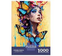 Rompecabezas De 1000 Piezas para Adolescentes Butterfly Woman Art Print Rompecabezas para Adultos Juegos Relajantes Regalos para Mujeres 70x50cm/1000pcs