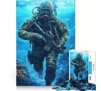 Rompecabezas de 1000 Piezas para Adolescentes Buzos de Las Fuerzas Especiales, Juguete Que desafía la Mente, diversión compartida, diseño nítido y Sorpresa cálida 38x52cm