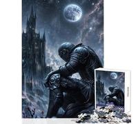 Rompecabezas de 1000 Piezas para Adolescentes Caballero bajo la Luna Llena Juguete Educativo Regalo de cumpleaños Juego práctico con póster a Juego y Hoja de Trivia tamaño 38x52cm