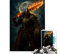 Rompecabezas de 1000 Piezas para Adolescentes Caballero con Espada llameante bajo la luz de la Luna Juguetes educativos Juego Familiar para divertirse en Familia Gran Regalo para los Amantes de