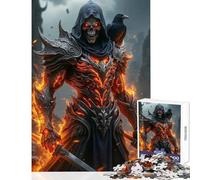 Rompecabezas de 1000 Piezas para Adolescentes Caballero de la Muerte Ardiente con Cuervo Juguetes antiestrés Grandes Regalos y Juguetes Juego práctico Interesante reducción del estrés tamaño 50x75cm
