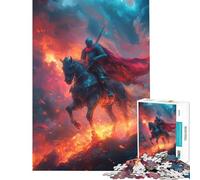 Rompecabezas de 1000 Piezas para Adolescentes Caballero en Llamas a Caballo Juguete Educativo de 1000 Piezas Un desafío difícil Divertido Juego para Toda la Familia (38x26cm)