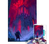 Rompecabezas de 1000 Piezas para Adolescentes Caballero Frente a una Oscura Catedral gótica Un Reto para completar Arte Mural Educativo para Mayores de 14 años (50x75cm)