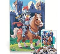 Rompecabezas de 1000 Piezas para Adolescentes: Caballero Pollo a Caballo, Juego Imposible, Interacción Padre-Hijo, Regalo de Juego Reto 38x52cm