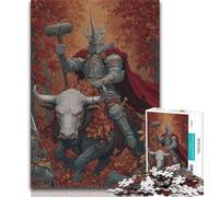 Rompecabezas de 1000 Piezas para Adolescentes: Caballero y Toro para Adultos y Adolescentes desafiante y difícil con Piezas aleatorias Que se entrelazan por Completo 38x26cm