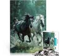 Rompecabezas de 1000 Piezas para Adolescentes Caballo Corriendo en el Agua Juego Educativo Familiar Grandes Regalos y Juguetes 75x50cm