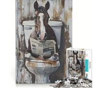 Rompecabezas de 1000 Piezas para Adolescentes: Caballo marrón Leyendo Las Noticias, decoración de Pared, Entrena tu Cerebro y Tus Manos, Gran Regalo para los Amantes de los Videojuegos, 38x26cm