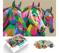 Rompecabezas de 1000 Piezas para Adolescentes Caballos Coloridos en el Arte Pop Rompecabezas Adecuado para decoración de Escritorio. 52x38cm