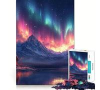 Rompecabezas de 1000 Piezas para Adolescentes Cabaña bajo la Aurora Boreal,Juego de Ajuste preciso,concentración,diversión,Ocio,Tiempo Libre,Arte de Pared navideño (50x75cm)