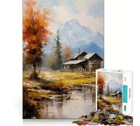 Rompecabezas de 1000 Piezas para Adolescentes Cabaña Junto al río Juego de Ajuste preciso Desarrolla la Mente y la Habilidad Diversión Tiempo Libre Navidad Arte para el hogar (50x75cm)