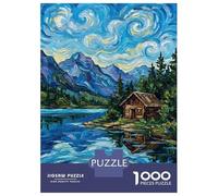 Rompecabezas De 1000 Piezas para Adolescentes Cabin by The Lake Painting Rompecabezas para Adolescentes Juego Familiar Mejora La Memoria Cumpleaños Y Navidad 70x50cm/1000pcs