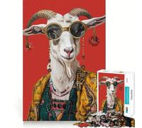 Rompecabezas de 1000 Piezas para Adolescentes Cabra Bohemia sobre Fondo Burdeos Divertido Juego Mental,Regalo Ideal para Relajarse y Disfrutar de la Navidad Arte para el Ocio 50x75cm