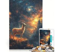 Rompecabezas de 1000 piezas para adolescentes Cabra montesa bajo un cielo estrellado decoración de pared ideal para pasar el tiempo en casa durante las vacaciones para fortalecer el amor entre parejas