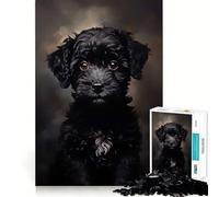 Rompecabezas de 1000 Piezas para Adolescentes Cachorro de caniche Negro,articulaciones Suaves,Divertido,Juego Mental,Regalo,Juego Relajante,Arte navideño para el Ocio 50x75cm