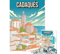 Rompecabezas de 1000 Piezas para Adolescentes Cadaqués Cityscape Travel Poster Art Brain Intelligence Challenge Juguetes adictivos Juegos Divertidos Mejora la Memoria Obras de Arte Regalos 38x26cm