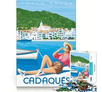 Rompecabezas de 1000 Piezas para Adolescentes Cadaqués Costa Brava Póster Arte de Bordes precisos Entrenamiento Mental Juego Divertido y Tranquilo Regalo de cumpleaños (38x52cm)