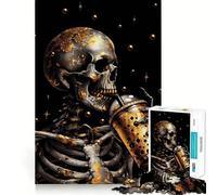 Rompecabezas de 1000 Piezas para Adolescentes Calavera con diseño de té de Burbujas,Corte preciso,Manualidades,diversión cognitiva,Juego para el Tiempo Libre,decoración navideña para el hogar 50x75cm