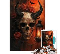 Rompecabezas de 1000 Piezas para Adolescentes Calavera con Rosas y Linterna Rompecabezas para Adolescentes Un desafío difícil para cumpleaños Navidad o como Juego de ingenio en Familia 38x52cm