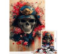 Rompecabezas de 1000 Piezas para Adolescentes Calavera de samurái con Flores de Cerezo Juegos relajantes Que mejoran la Memoria Juguetes de decoración para el hogar Entrena tu Cerebro y Tus Manos