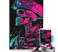 Rompecabezas de 1000 Piezas para Adolescentes Calavera Pirata neón Juegos Divertidos Entrena tu Cerebro y Tus Manos Mejora el Amor Entre Parejas 50x75cm