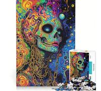 Rompecabezas de 1000 Piezas para Adolescentes Calavera psicodélica con Cadenas Arte Juguetes para armar Mejora la Memoria colección de Artistas Bellas Artes 38x52cm