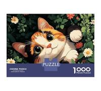 Rompecabezas De 1000 Piezas para Adolescentes Calico Cat in Flowers Rompecabezas para Adultos Juego Práctico Difícil Regalos De Cumpleaños Y Únicos 70x50cm/1000pcs