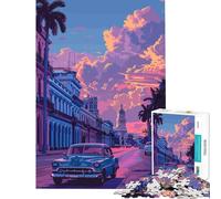Rompecabezas de 1000 Piezas para Adolescentes Calle al Atardecer en La Habana Juego Educativo desafío Juguete Juegos relajantes análisis y lógica Excelentes Regalos y Juguetes (tamaño 38x52cm)