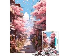 Rompecabezas de 1000 Piezas para Adolescentes Calle Japonesa Sakura Diversión en casa Mejora la Memoria Juego práctico Apto para Mayores de 14 años (50x75cm)