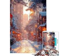 Rompecabezas de 1000 Piezas para Adolescentes Calle Nevada al Atardecer Rompecabezas para Adultos Juegos relajantes Que mejoran la Memoria Regalos para Amigos y Familiares (Tamaño 50x75cm)