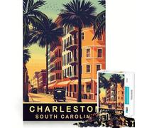 Rompecabezas de 1000 Piezas para Adolescentes Calles de Charleston,Juego de lógica Divertido y de Corte preciso,Juego Tranquilo,decoración navideña,Regalo (38x52cm)