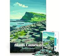Rompecabezas de 1000 Piezas para Adolescentes Calzada del Gigante,Irlanda del Norte Ilustración Corte Diversión lógica Juguete Juego Tranquilo Diversión de cumpleaños Juego 38x52cm