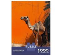 Rompecabezas De 1000 Piezas para Adolescentes Camel Portrait Against Orange Wall Rompecabezas para Adolescentes Juegos Relajantes Montaje De Patrones Regalos para Amigos Y Familiares 52x38cm/1000pcs