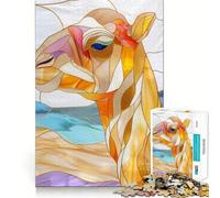 Rompecabezas de 1000 Piezas para Adolescentes Camello,Color Dorado,Bordes limpios,Juego de concentración Mental,Juego Lento,Divertido,Regalo de cumpleaños (38x52cm)