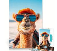 Rompecabezas de 1000 Piezas para Adolescentes Camello con Gafas de Sol,Ajuste ceñido,Juego,Desarrollo Mental,diversión,Ocio,Navidad,decoración del hogar (38x52cm)