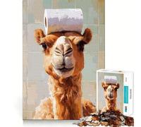 Rompecabezas de 1000 Piezas para Adolescentes Camello con Papel higiénico en la Cabeza,diseño de de Corte Fino,Entrenamiento de concentración,Juego Divertido para Momentos de Tranquilidad,Regalo