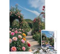 Rompecabezas de 1000 Piezas para Adolescentes Camino de jardín de Rosas decoración del hogar Juguetes Regalo de cumpleaños Juego práctico interacción Entre Padres e Hijos tamaño 38x26cm